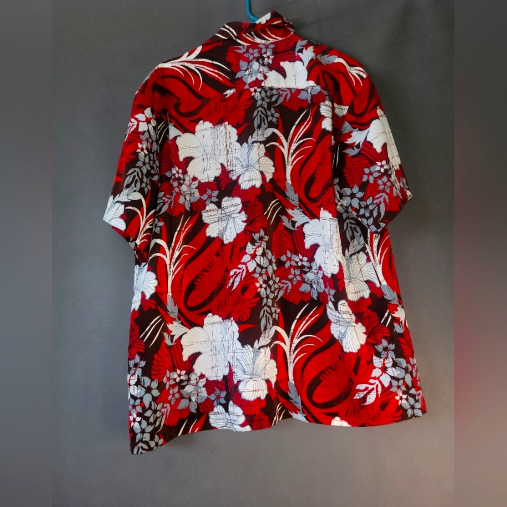 Extreme Fear island tropices aloha mens shirt L red/white/gray